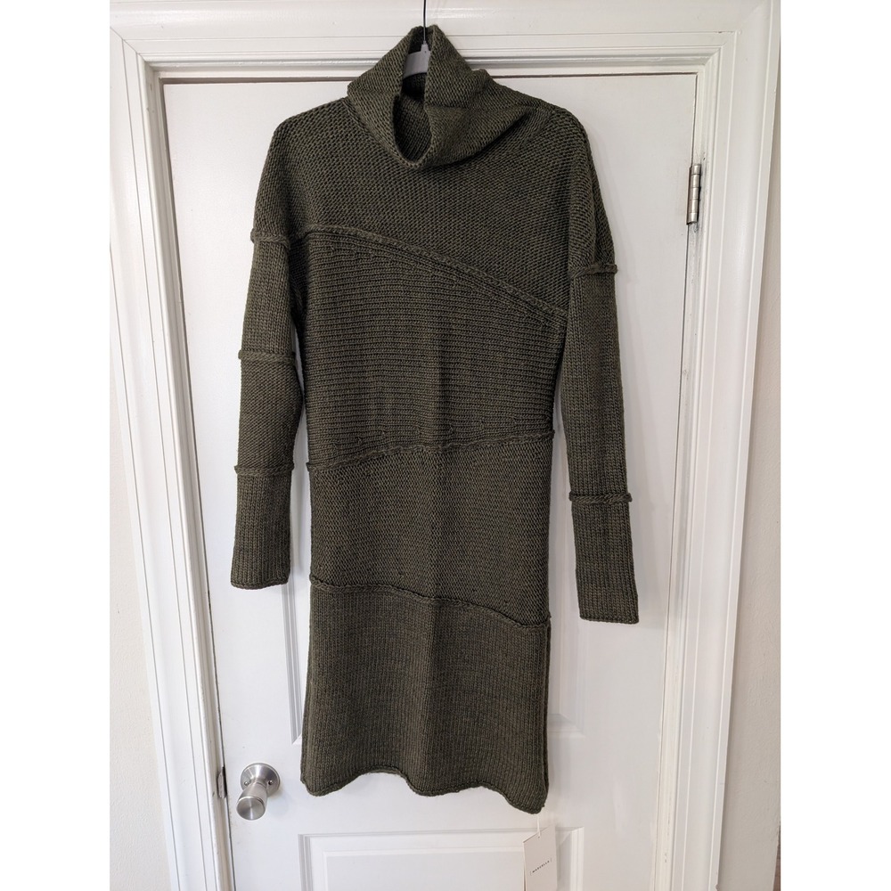 Marcella Midtown Sweater Dress Olive Green Merino Wool Blend Turtleneck S NEW
